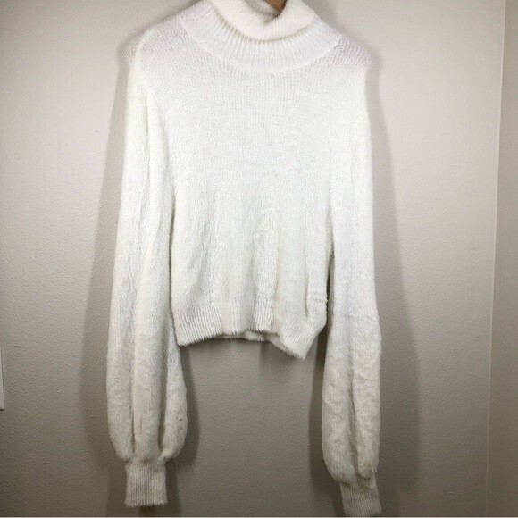 For Love & Lemons Knitz Myriam Turtleneck Mohair Sweater White Small - Picture 2 of 9